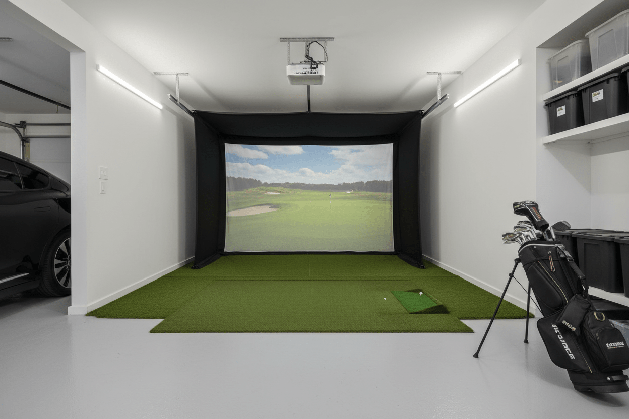Build a Stealth Golf Simulator: The Ultimate Retractable Screen Guide for Small Garages - ProSimHQ