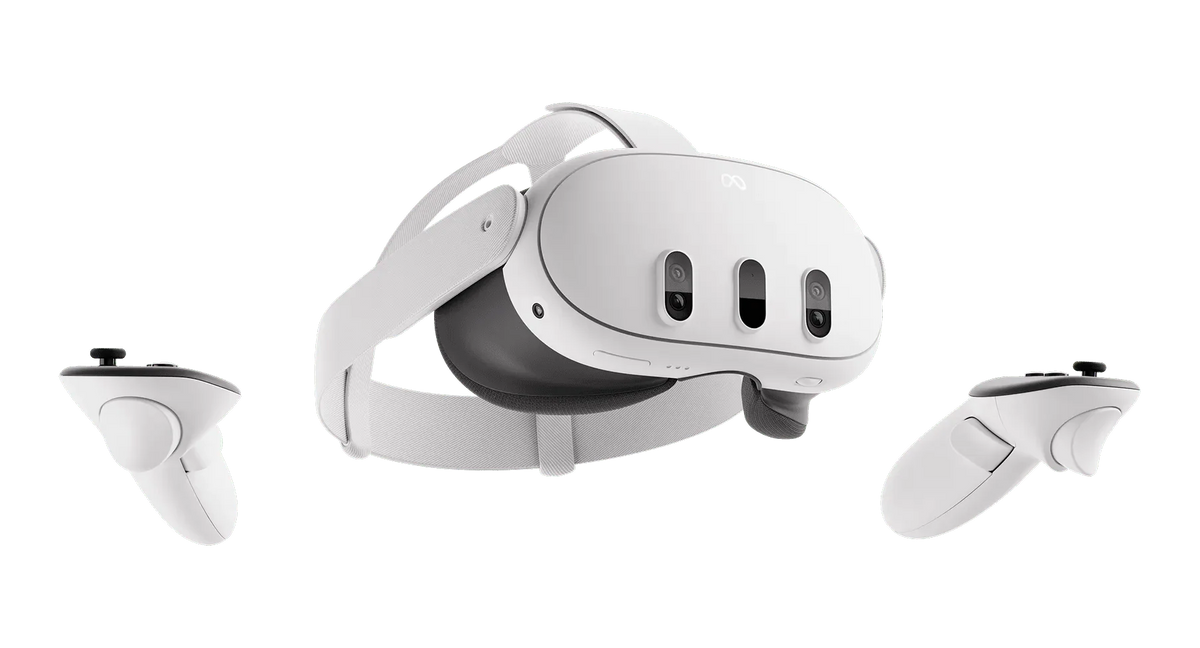 Meta Quest 3 headset and Touch controllers, a current Meta headset while Meta Quest 4 remains unannounced